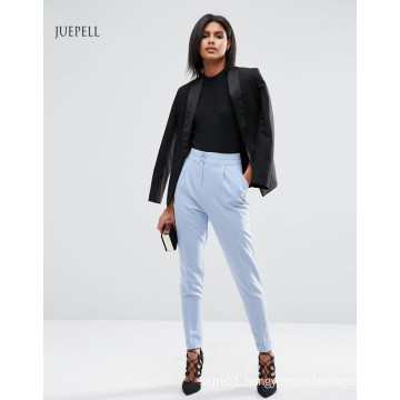 Uniform Office High Waisted Women Pants with Turn up Details